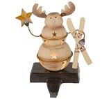 Lighted Folk Art Jingle Bell Reindeer Christmas Stocking Holder