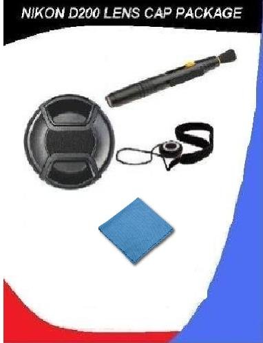 Lens Cap Pro Center Pinch (72mm) + Lens Cap Holder + DIGI Microfiber Cleaning Cloth + Pro Lens Cleaning Kit For Nikon D200