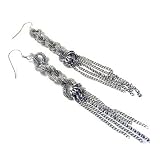 Mesh and Chain Silver and Crystal Dangle Earrings Fashion Jewelry