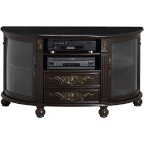 Royal Wide screen 2 door Tv Stand With Glass Doors And Black Granite Top, GLASS DR BK GRN,... by Home Decorators Collection