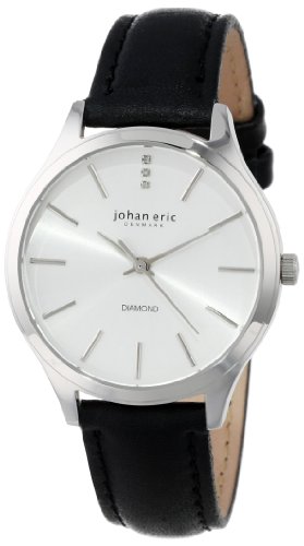 Johan Eric Women's JE2200-04-001.7 Herlev Black Leather Watch with Diamond Accents