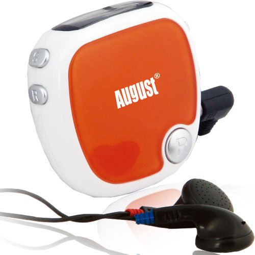 August HPC605O Orange Mini Step Counter with FM Radio and Earphones & Battery Included