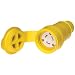 Woodhead 27W47 Watertite Wet Location Locking Blade Connector, 3 Wires, 2 Poles, NEMA L5-20 Configuration, Yellow, 20A Current, 125V Voltage
