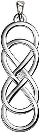 Medium Diamond Double Infinity Symbol Charm, .02 CT, Best Friends Forever Charm, Sisters Charm, 6.5mm x 19.5mm in 14K white gold