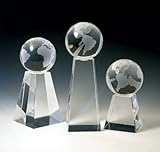 World Globe Pyramid Tower Crystal Award - Medium
