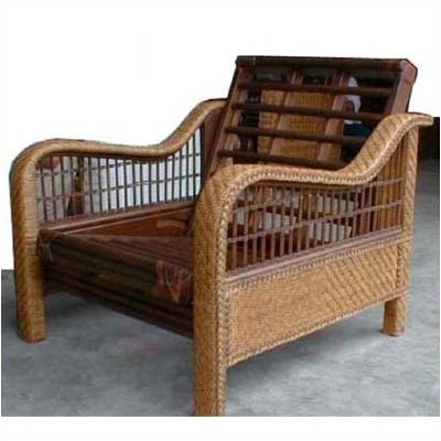 Rattan Floral Orchid Futon Chair Set