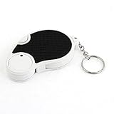 uxcell　ブラック　ホワイト　ハウジング　キーホルダーデザイン　LED照明付き　5倍　拡大鏡