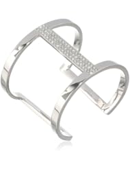 Vince Camuto Silver and Crystal Bar Cuff Bracelet, 6"