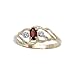 14K Yellow/White Gold 0.01 ct. Diamond and 5 x 3 MM Oval Shaped Garnet Ring