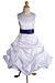New White/royal Blue Satin Flower Girl Pageant Dre...