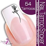Nail Tattoo Sticker Gecko - schwarz