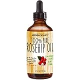 Molivera Organics Rosehip Oil 4 Fl Oz. 100% Pure Premium Organic Cold Pressed Virgin Rosehip Seed Oil -Best for Hair, Skin, Face & Nails - Great for DIY - UV Resistant Bottle - Satisfaction Guarantee