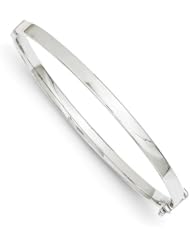14k White Gold 4mm Hinged Bangle. Metal Wt- 5.88g