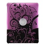 Premium Hard Design Snap-on Case Cover for Apple iPad 16GB, 32GB, 64GB Wi-Fi and WiFi + 3G - Purple Black Swirl Butterfly Print
