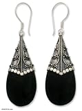 Bull horn earrings, 'Teardrop' 0.7 W 2.4 L