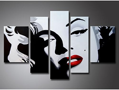 Canvas Art / Wall Art, 5-piece Hand-Painted 'Marilyn Monroe' Gallery-wrapped Canvas Art Set OF-510-MM (56" long x 28" wide x 1.37" high)