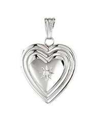 Jewelry Locker Sterling Silver Heart Locket with Diamond Accent
