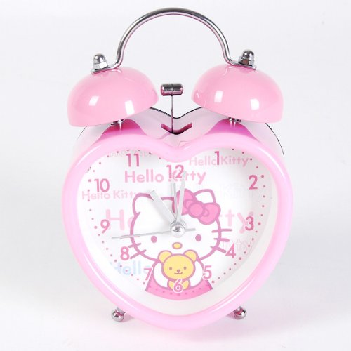 Hello Kitty Heart Shaped Desktop Alarm Clock Pink