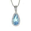 18K White Gold Aquamarine and Diamond Pendant