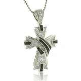 Men's Sterling Silver Iced Out Micro Pave CZ Hip Hop Cross Pendant