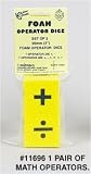 1 pair of Koplow 50mm Foam Operator Dice +/- and 6 function, Yellow with Black