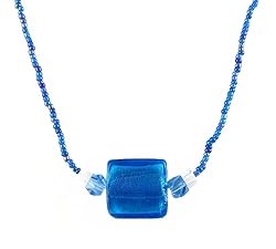 Necklace - N142 - Square Murano Glass ~ Sapphire Blue