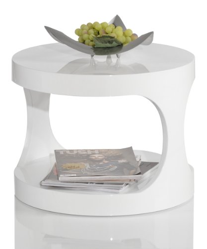 Beistelltisch Flush Weiss Hochglanz 50 cm Rund Couchtisch