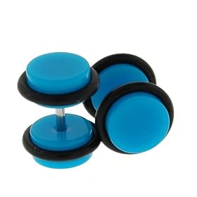Fake Acrylic Plugs - Turquoise 16g Wire; 8mm - Sold as a Pair