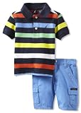 Nautica Baby-Boys Infant 2 Piece Pique Polo Short Set, Sport Navy, 18 Months