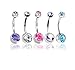 BodyJ4You 5PC Belly Button Rings Piercing Aftercare Spray 14G Steel Curved Navel Barbell Body Jewelry