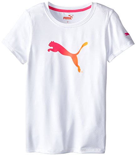 PUMA Big Girls' Short Sleeve Core Tee Shirt, Puma White, 16 (X-Large)