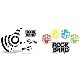 Rock Band Drum, Guitar Skin Combo, Fits Xbox 360 PS3 2 Rockband - Bullseye by Amr Racing