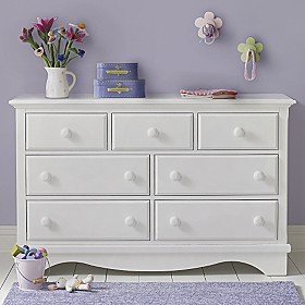 Kids White 7-Drawer Cottage Style Dresser - 7-Drawer Dresser (White) 18.5 x 51.25 x 32.5h
