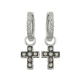 14K White Gold 0.06 ct. Diamond and 1/2 ct. Brown Diamond Cross Shaped Earrings