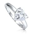 Sterling Silver 925 Cubic Zirconia CZ Heart Shape Solitaire Ring - Women's Valentine Engagement Ring
