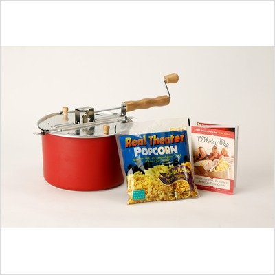 Whirley Pop Stovetop Popcorn Popper with Red Pan