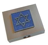 Blue Sparkle Star of David Travel Jewelry Case