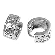 Sterling Silver Huggie Hoop Earrings with Clear CZ - 7mm x 14mm
