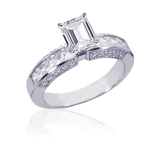 1.90 Ct Emerald Cut Diamond Engagement Ring 14K SI2 F COLOR CUT: VERY GOOD