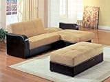 Coaster Kuser Sofa Chaise in Brown Vinyl and Tan Microfiber Coaster Kuser Sofa Chaise in Brown Vinyl and Tan Microfiber
