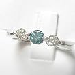 14K White Gold Blue and White Diamond Three-Stone Ring