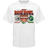 Oregon Ducks vs. Ohio State Buckeyes White 2010 Rose Bowl Bound Dueling Helmet T-shirt