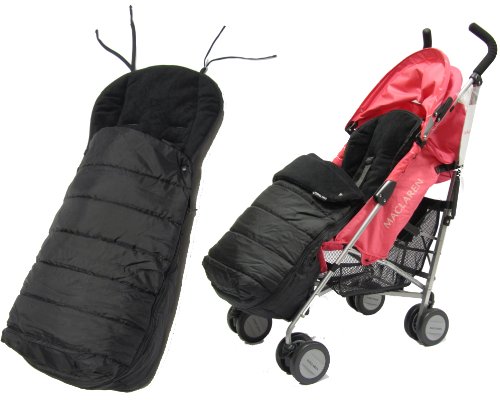 DELUXE 2 IN 1 STROLLER PUSHCHACHAIR BUGGY FOOTMUFF - BLACK TO FIT MACLAREN, OBABY, ZETA VOOOM, TIPPITOES, HAUCK, CHICCO, GRACO MAMAS AND PAPAS