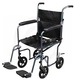 Drive Deluxe Fly-Weight Aluminum Transport Chair with Removable Casters, 17 Seat, Blue