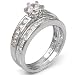 Cubic Zirconia Silver Wedding Ring Set - size 5