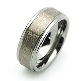 8MM Comfort Fit Tungsten Wedding Band Celtic Knot Engraved Flat Ring For Men & Women ( Size 7 to 14) Cobalt Free