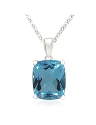 Sterling Silver Cushion-Cut Blue Topaz Pendant Necklace , 18.5"