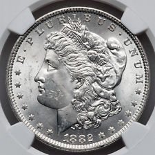 1882 O (Over S) Morgan Silver Dollar MS 65