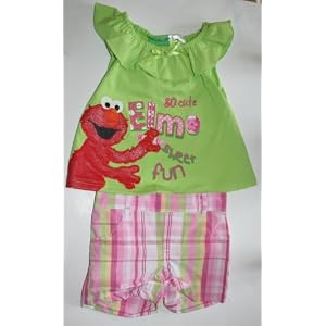 Sesame Street Elmo 2 Piece Girls Shirt Shorts set Size: 12 Months