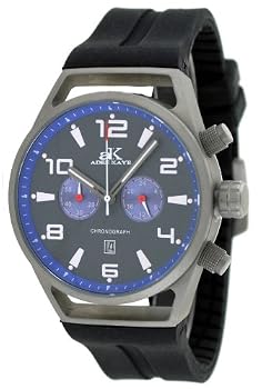 Adee Kaye #AK7232-MT Men's Grey Finish Silicone Rubber Strap Chronograph Watch